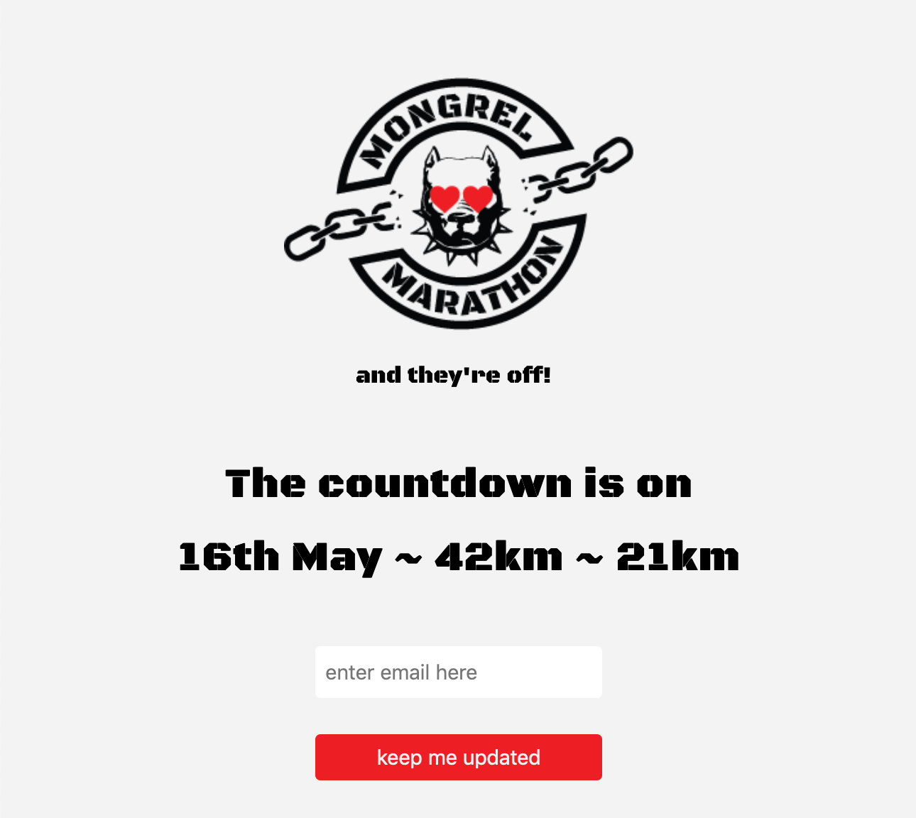 mongrelmarathon site above
the the fold